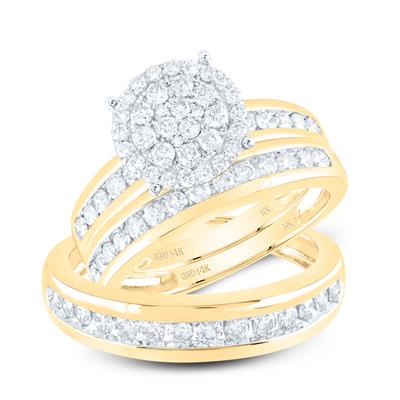 10k Yellow Gold Contemporary 3 Pieces Set with 1.50Tw Round Diamonds - Miral Jewelry