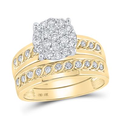 10k Yellow Gold Contemporary Diamond Set with 0.75Tw Round Diamonds - Miral Jewelry