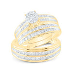 10k Yellow Gold Contemporary Trio 3 Pieces Set with 1.20tw Round Diamonds - Miral Jewelry