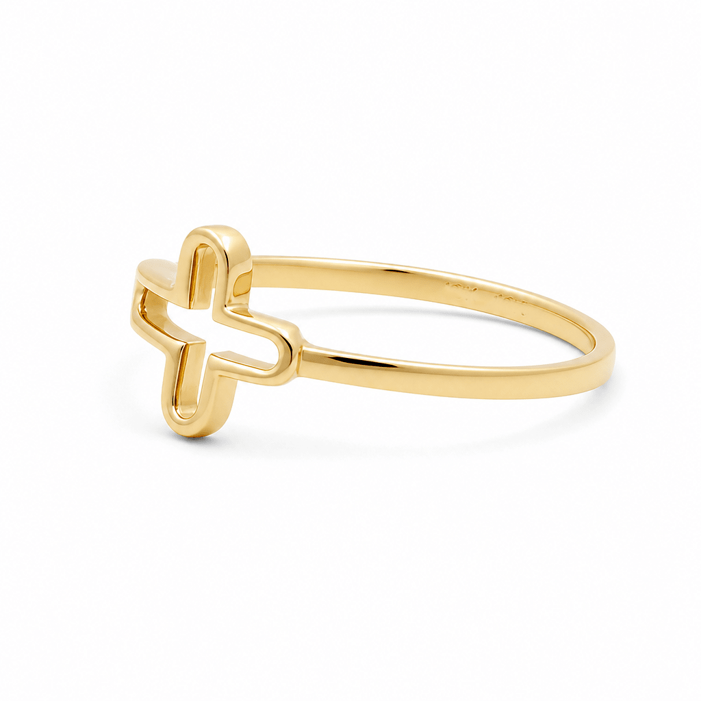 10K Yellow Gold Cross Fashion Women's Ring - Miral Jewelry