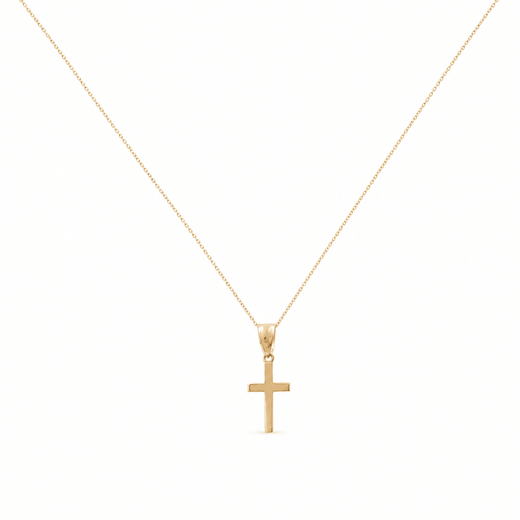 10k Yellow Gold Cross Necklaces 18" - Miral Jewelry