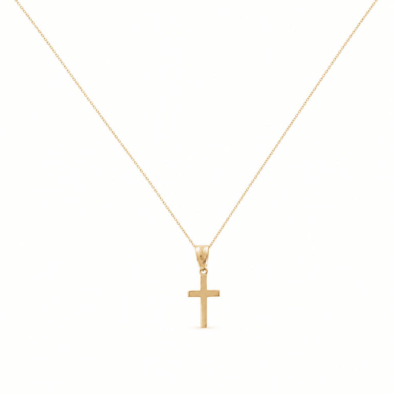 10k Yellow Gold Cross Necklaces 18" - Miral Jewelry