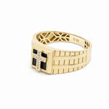 10k Yellow Gold Cross Onyx Fashion Ring Men's - Miral Jewelry