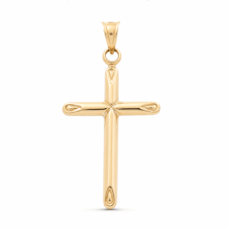 10K Yellow Gold Cross Pendant - Miral Jewelry
