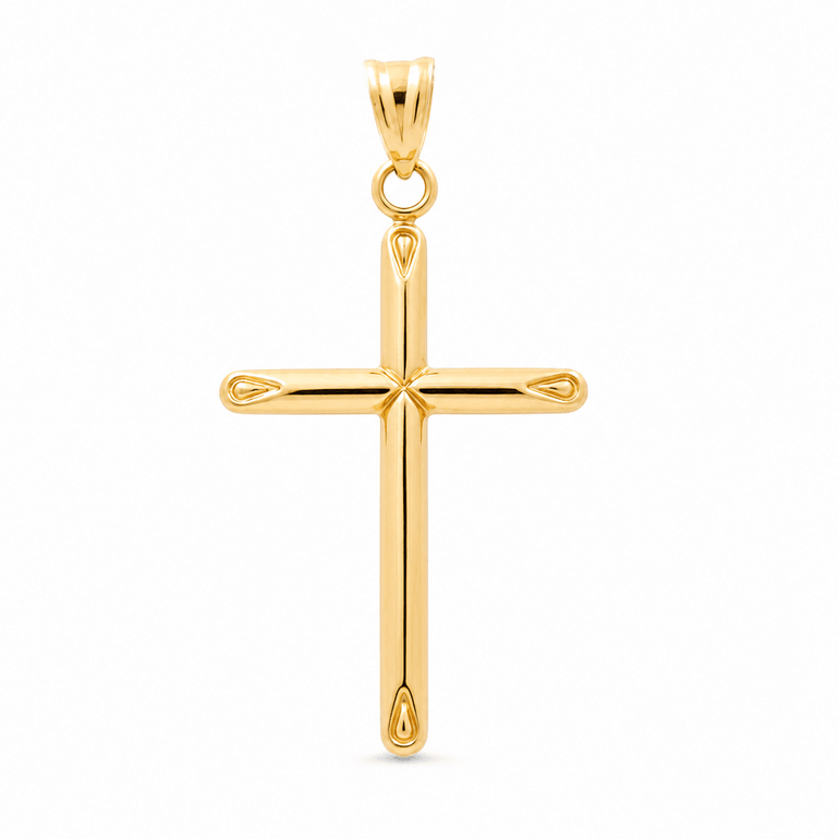 10K Yellow Gold Cross Pendant - Miral Jewelry