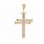 10K Yellow Gold Cross with Cz Pendant - Miral Jewelry