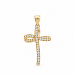 10K Yellow Gold Cross With CZ Pendant - Miral Jewelry