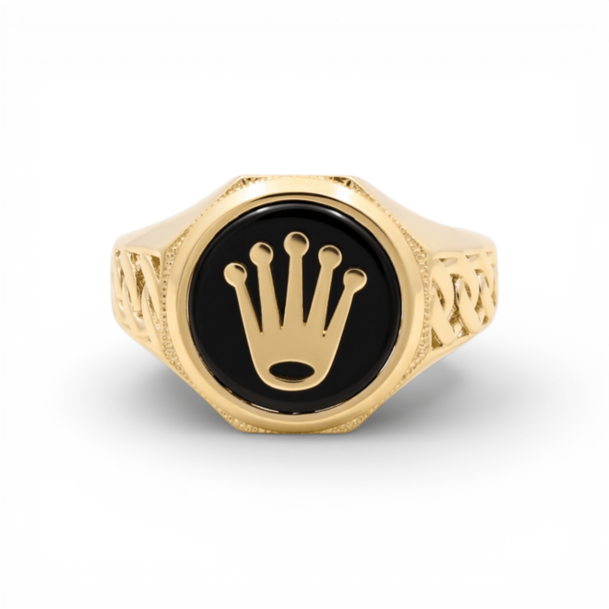 10K Yellow Gold Men's Crown Onyx Ring 5.1 g