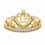 10K Yellow Gold Crown With 15 Fashion Women's Ring - Miral Jewelry