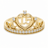 10K Yellow Gold Crown With 15 Fashion Women's Ring - Miral Jewelry