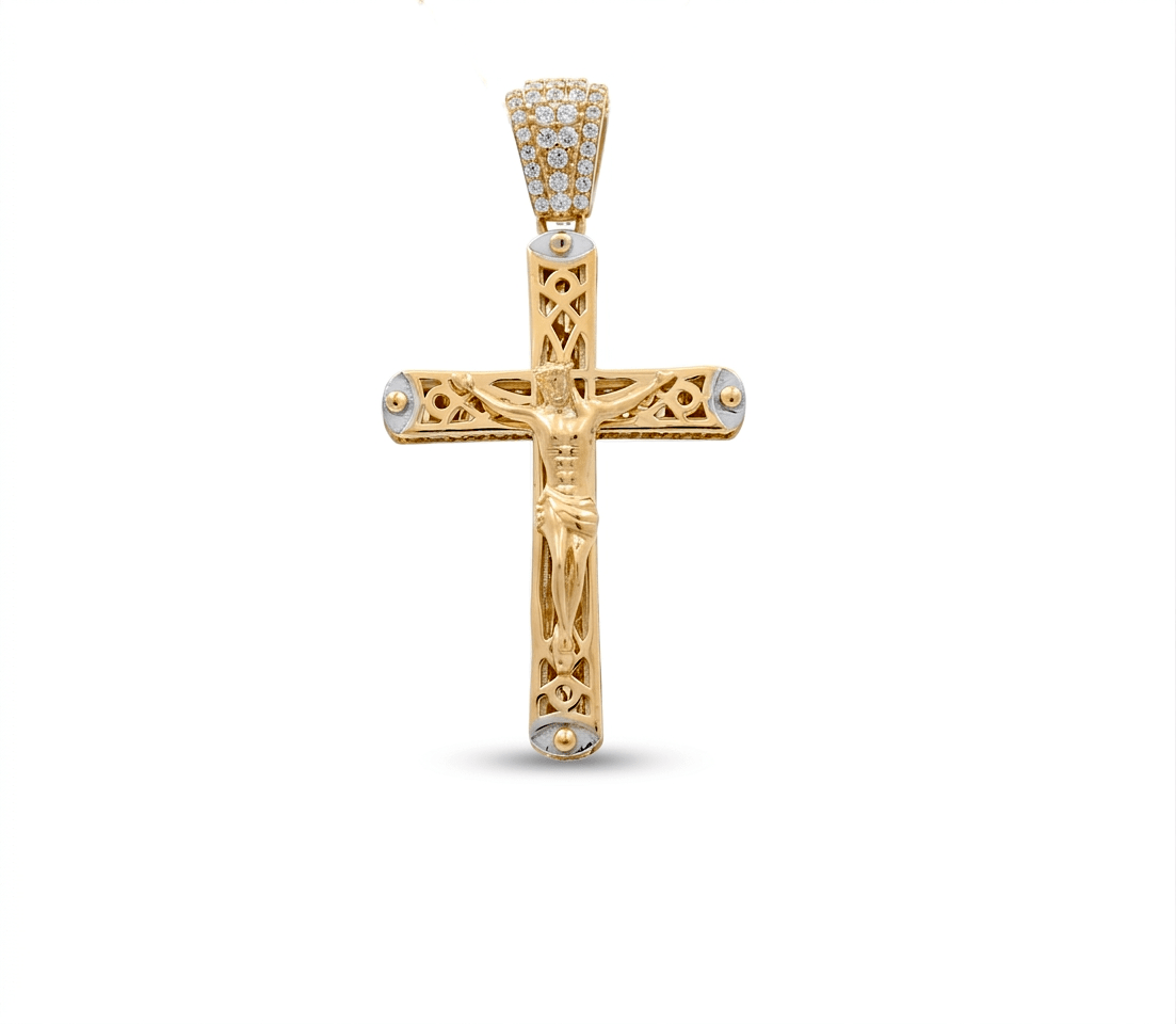 10K Yellow Gold Crucifix Pendant - Miral Jewelry