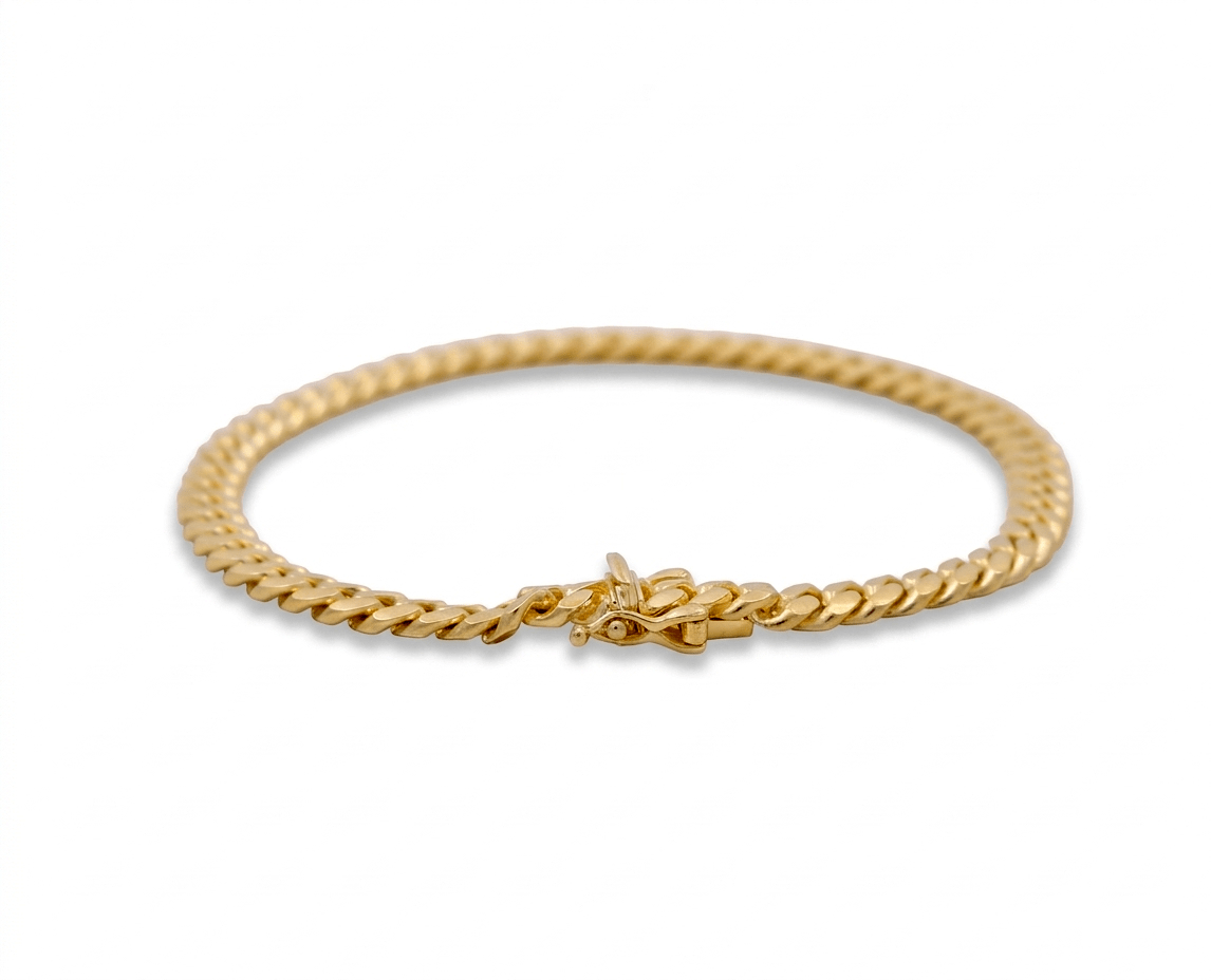 10K Yellow Gold Cuban Link Bracelet Men's - Miral Jewelry