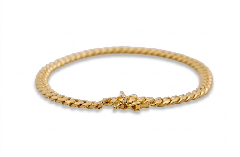 10K Yellow Gold Cuban Link Bracelet Men's - Miral Jewelry