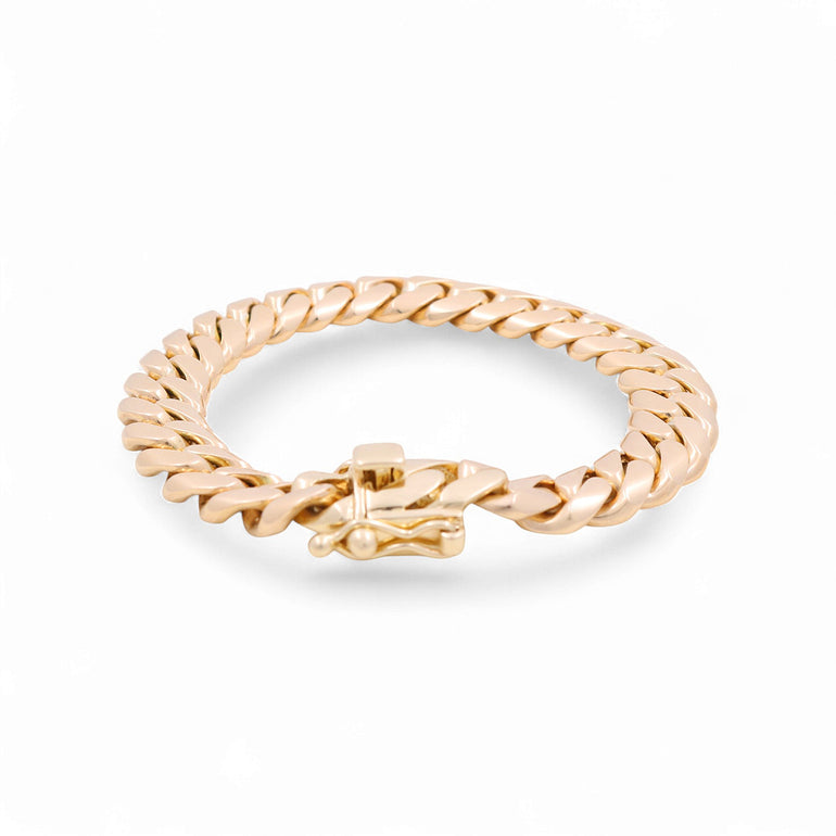 10K Yellow Gold Cuban Link Bracelet Men's - Miral Jewelry