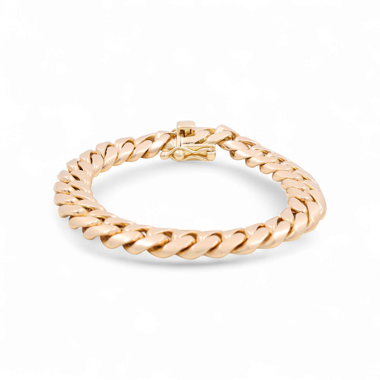 10K Yellow Gold Cuban Link Bracelet Men's - Miral Jewelry