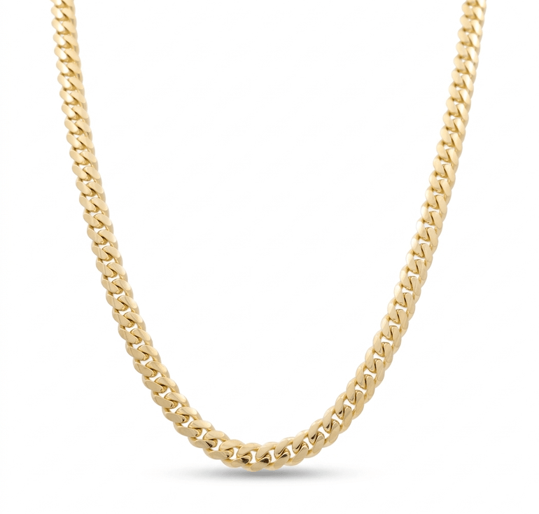 10K Yellow Gold Cuban Link Chain 24" - Miral Jewelry