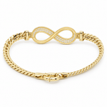 10K Yellow Gold Cuban Link Infinity Bracelet with Pavé CZ – 7.5" - Miral Jewelry