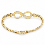 10K Yellow Gold Cuban Link Infinity Bracelet with Pavé CZ – 7.5" - Miral Jewelry