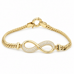 10K Yellow Gold Cuban Link Infinity Bracelet with Pavé CZ – 7.5" - Miral Jewelry