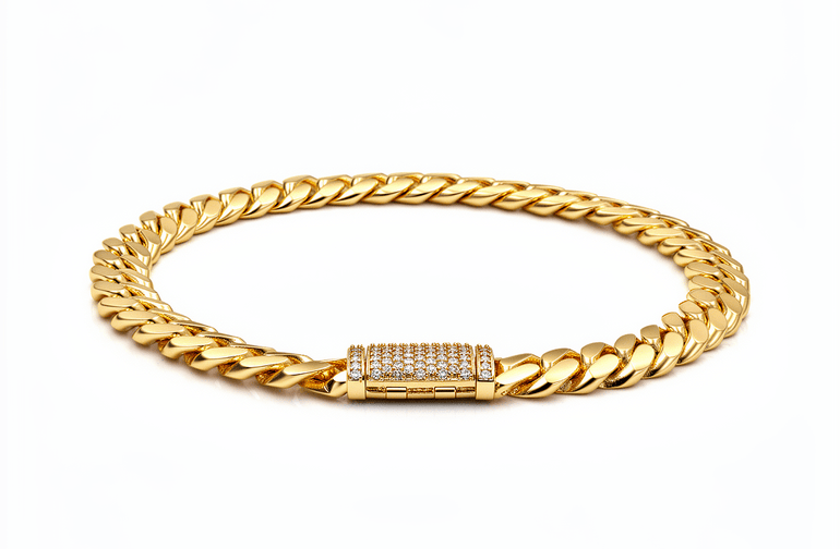 10K Yellow Gold Cuban Link with Clasp Bracelet - Miral Jewelry