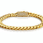 10K Yellow Gold Cuban Link with Clasp Bracelet - Miral Jewelry