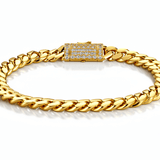 10K Yellow Gold Cuban Link with Clasp Bracelet - Miral Jewelry