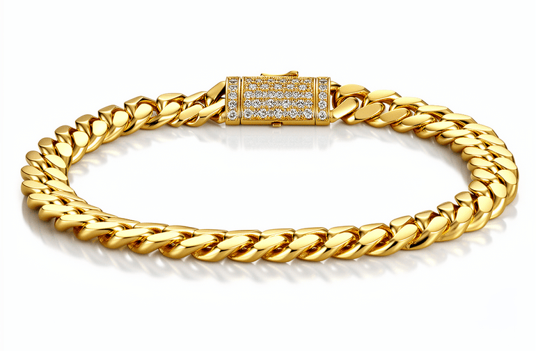 10K Yellow Gold Cuban Link with Clasp Bracelet - Miral Jewelry