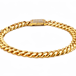 10K Yellow Gold Cuban Link with Clasp Bracelet Women's - Miral Jewelry