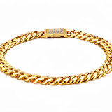10K Yellow Gold Cuban Link with Clasp Bracelet Women's - Miral Jewelry