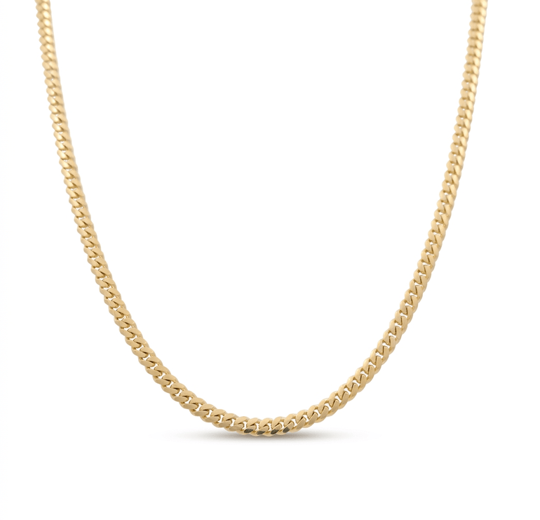 10K Yellow Gold Cuban Link with Cz Clasp Chain 19" - Miral Jewelry
