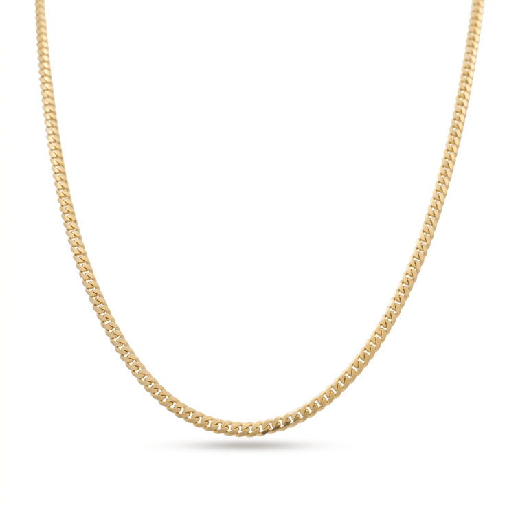 10K Yellow Gold Cuban Link with Cz Clasp Chain 19" - Miral Jewelry