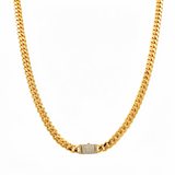10K Yellow Gold Cuban Link with Cz Clasp Chain 24" - Miral Jewelry