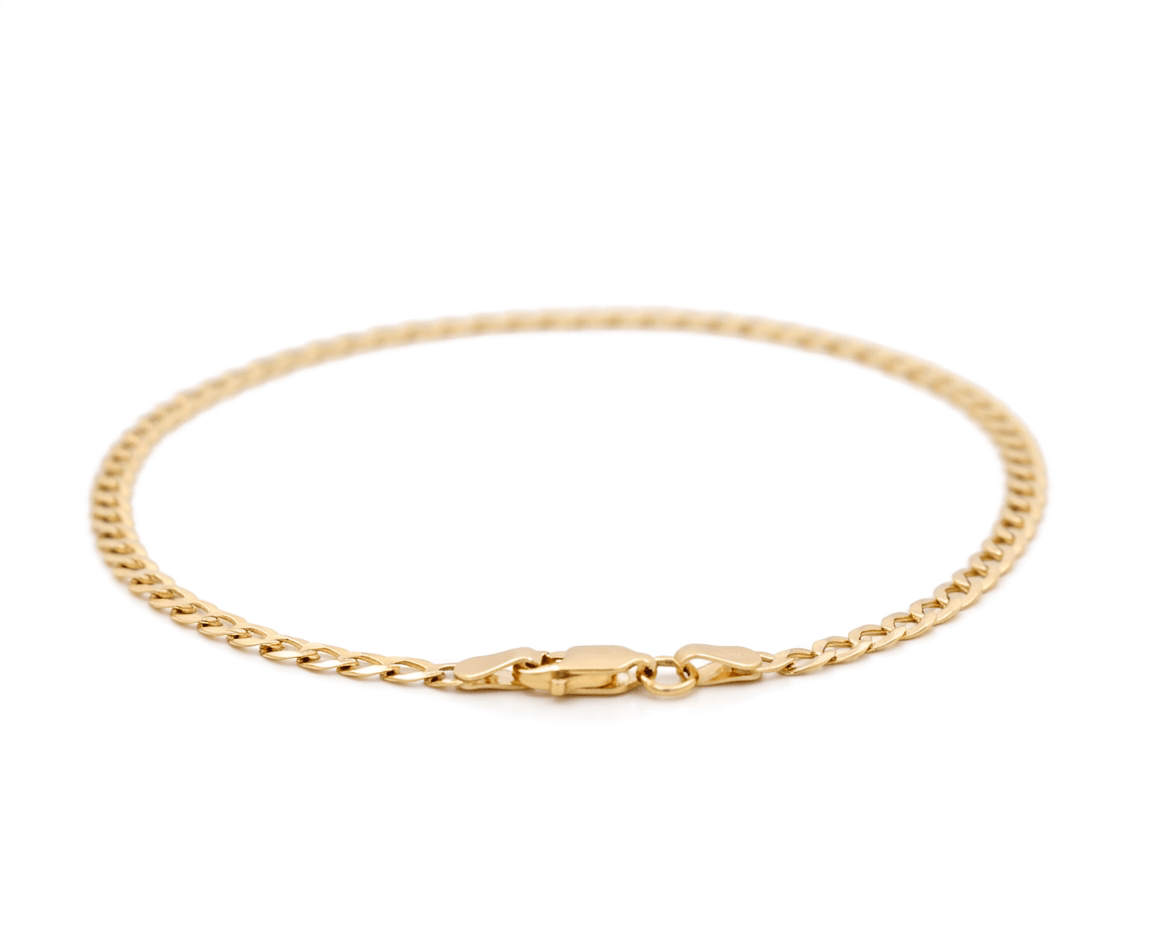 10K Yellow Gold Curb Ankle Bracelet - Miral Jewelry