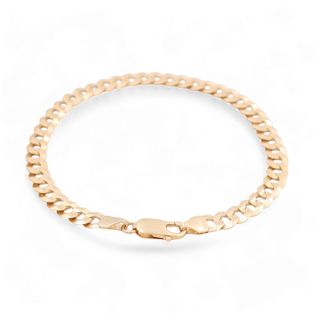10K Yellow Gold Curb Men's Bracelet - Miral Jewelry