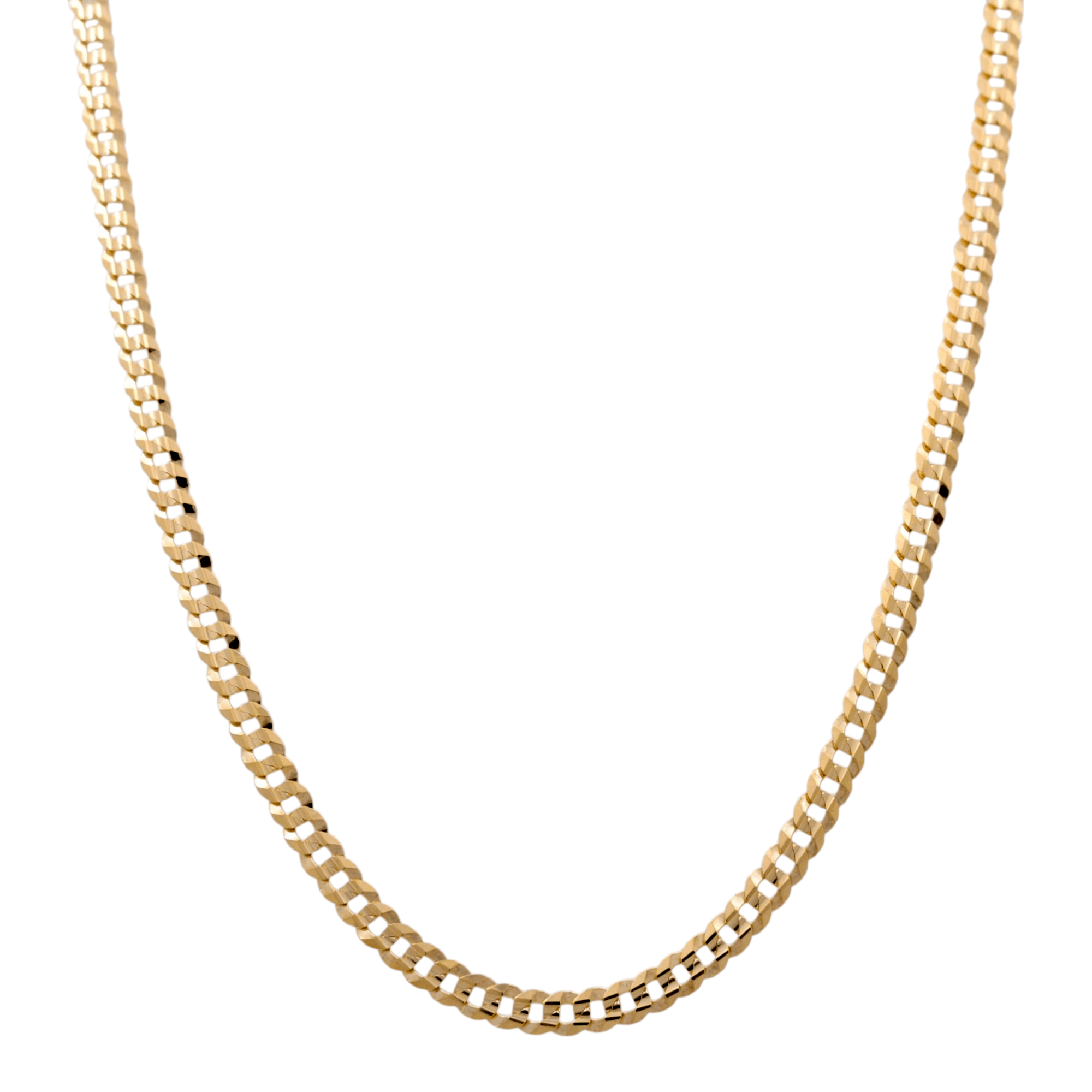 10K Yellow Gold Curb Men's Chain 22" - Miral Jewelry