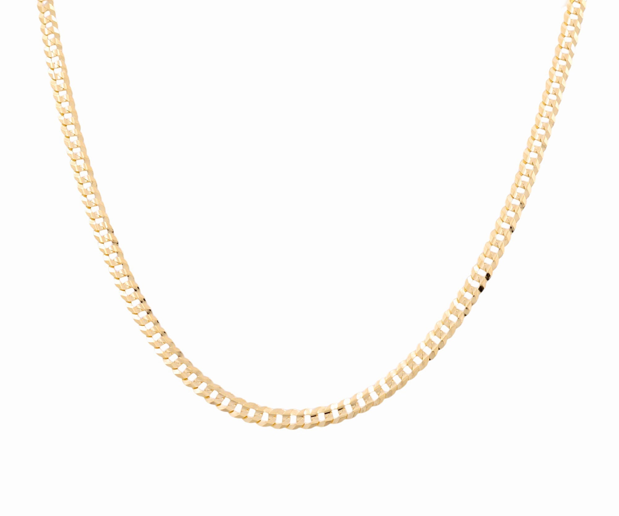 10K Yellow Gold Curb Women's Chain 16" - Miral Jewelry