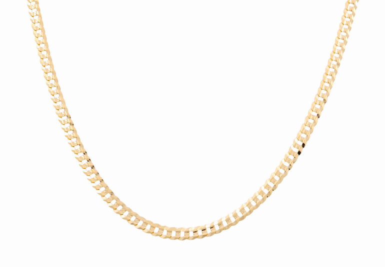 10K Yellow Gold Curb Women's Chain 16" - Miral Jewelry
