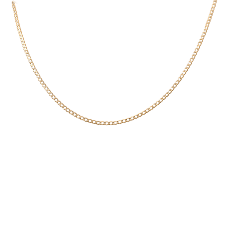 10K Yellow Gold Curb Women's Chain 16" - Miral Jewelry