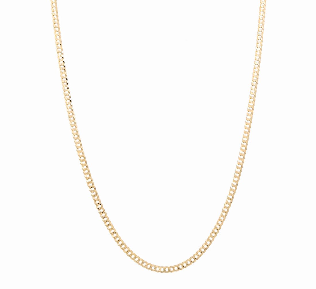 10K Yellow Gold Curb Women's Chain 18" - Miral Jewelry