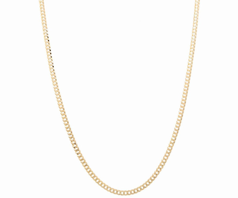10K Yellow Gold Curb Women's Chain 18" - Miral Jewelry