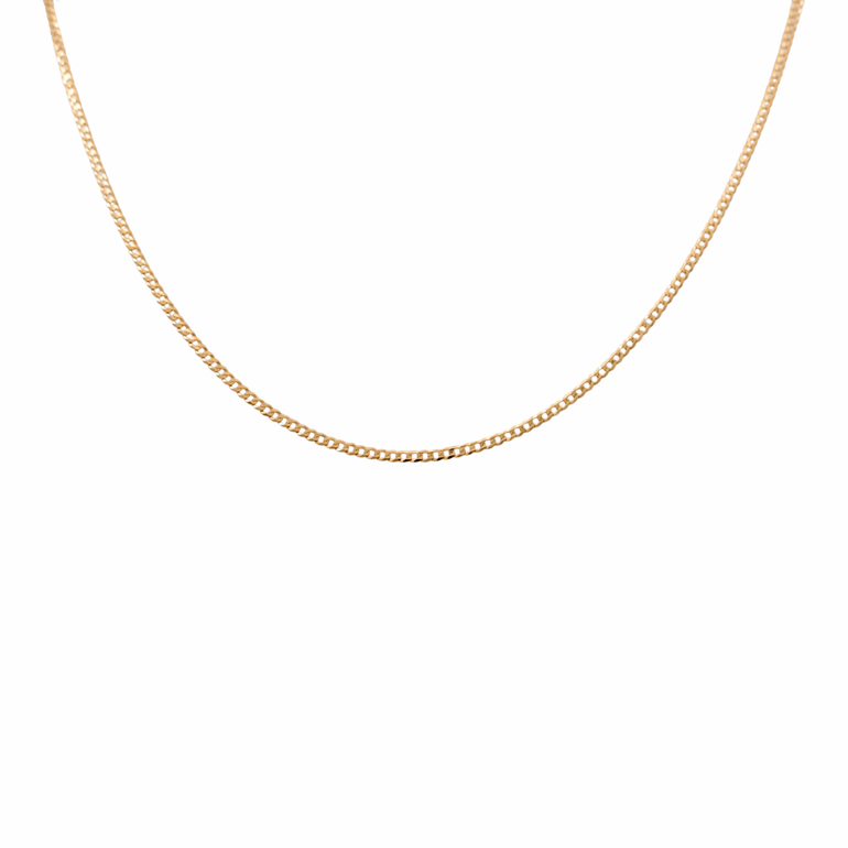 10K Yellow Gold Curb Women's Chain 18" - Miral Jewelry