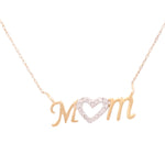 10K Yellow Gold Dia Mom Women's Necklaces with 0.10Tw Round Diamonds - Miral Jewelry