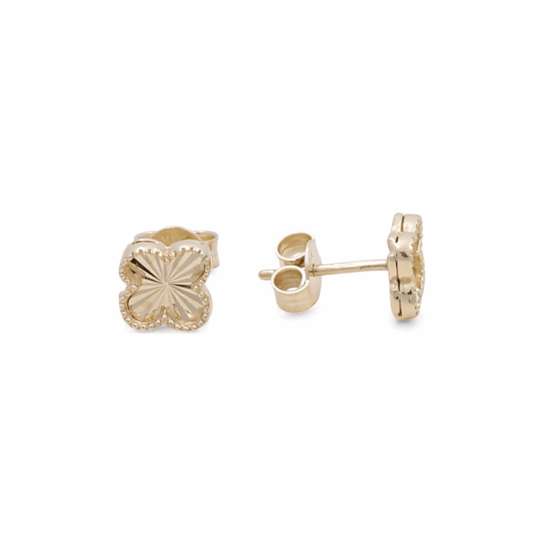10K Yellow Gold Diamond Cut Earrings - Miral Jewelry