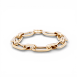 10K Yellow Gold Diamond Cut Fancy Link Bracelet Women's - Miral Jewelry