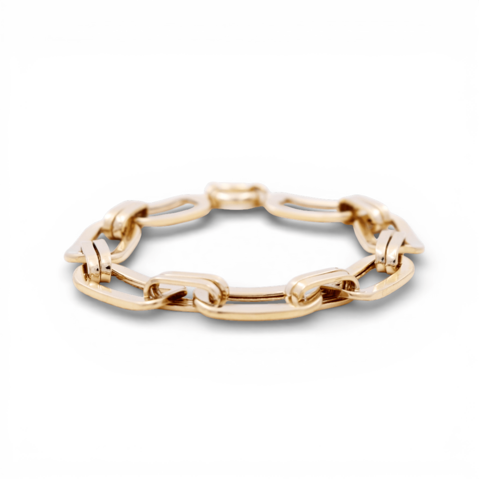 10K Yellow Gold Diamond Cut Fancy Link Bracelet Women's - Miral Jewelry