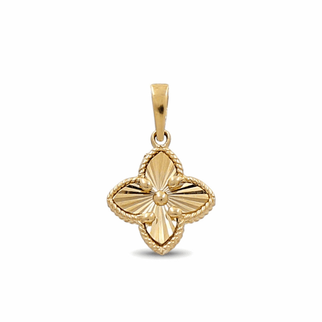10K Yellow Gold Diamond Cut Flower Women's Pendant - Miral Jewelry