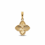 10K Yellow Gold Diamond Cut Flower Women's Pendant - Miral Jewelry