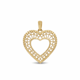 10K Yellow Gold Diamond Cut Heart Women's Pendant - Miral Jewelry