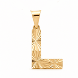 10K Yellow Gold Diamond Cut Initial L Pendant - Miral Jewelry