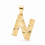 10K Yellow Gold Diamond Cut Initial N Pendant - Miral Jewelry